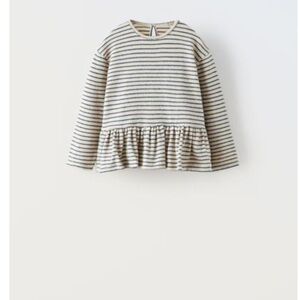 Zara Striped Peplum Ruffle Hem Kids Top size 6